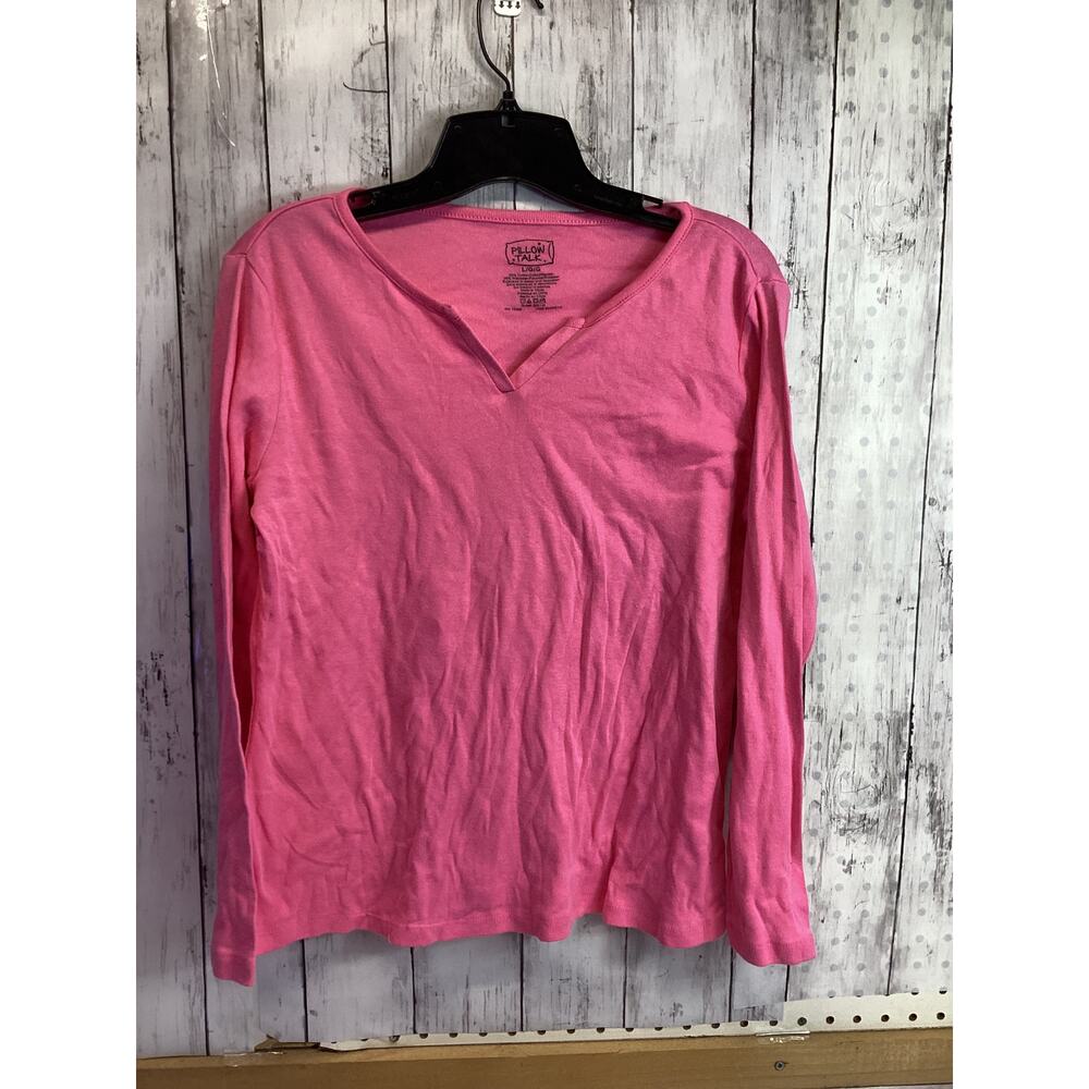 Pillow Talk Long Sleeve V Neck T Shirt Size Large Cotton Pink